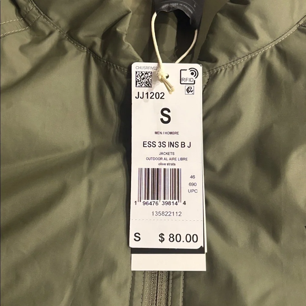 Adidas Olive Green Men's Jacket, NWT, size small